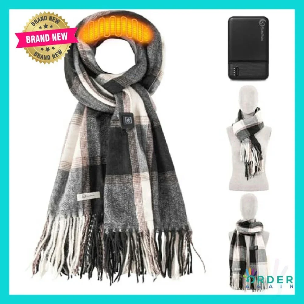Rechargeable Heated Scarf Intelligent Neck Warmer Soft Cashmere Feel Unisex - Picture 2 of 8